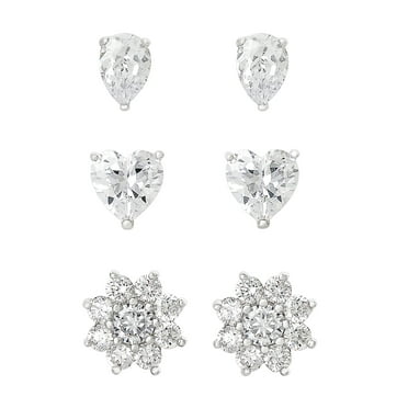 Daesar Silver Plated Stud Earrings Silver Earring Blue CZ Flower Earring Heart Earrings CZ Earring Daesar Silver Plated Stud Earrings Silver Earring Blue CZ Flower Earring Heart Earrings CZ Earring